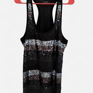 Express Black and Silver Sequin Tank Top